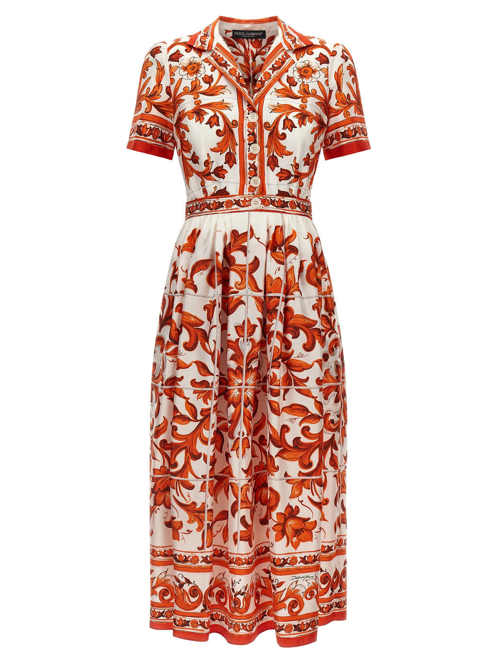 Dolce & Gabbana Orange Silk Midi Dress