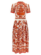 Dolce & Gabbana Orange Silk Midi Dress