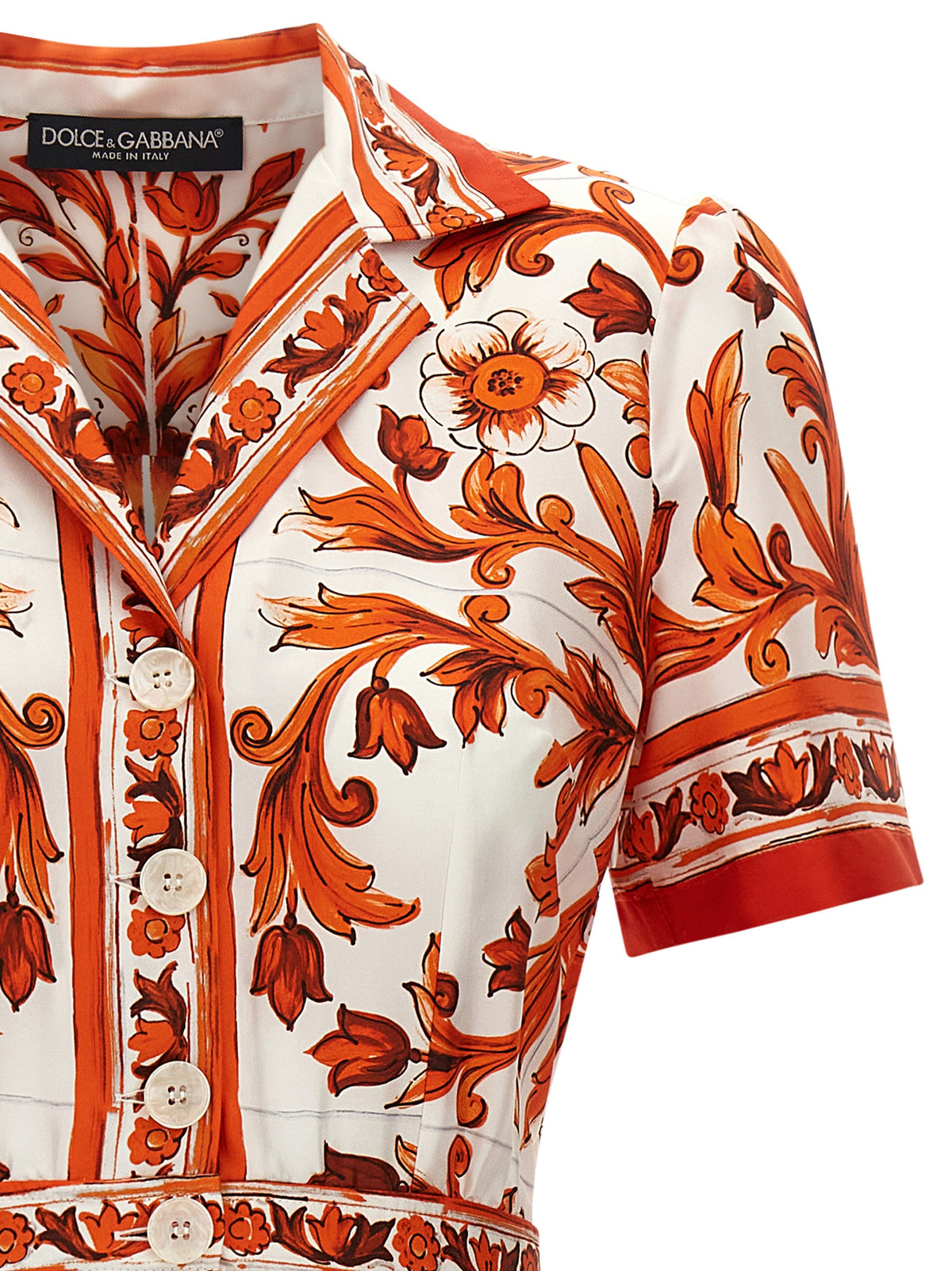 Dolce & Gabbana Orange Silk Midi Dress