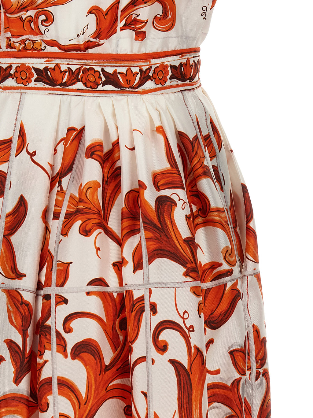 Dolce & Gabbana Orange Silk Midi Dress
