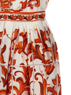 Dolce & Gabbana Orange Silk Midi Dress