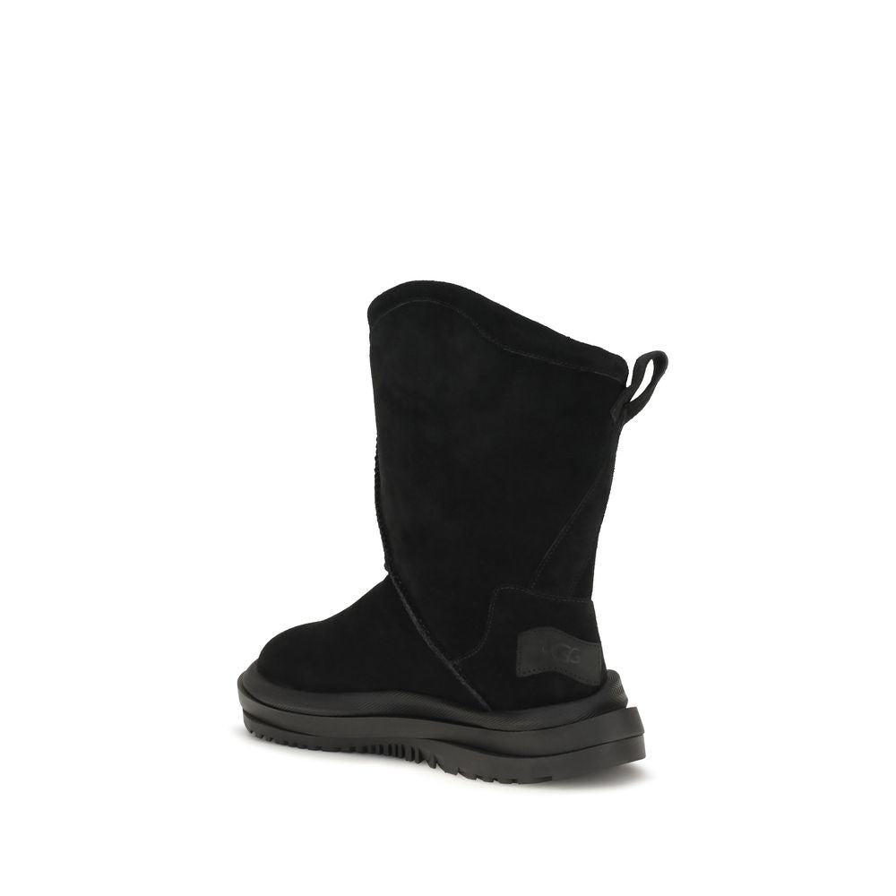 UGG Black Suede Leather Flat Boots