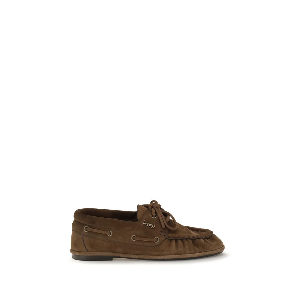 Saint Laurent Brown Suede Leather Slip-On Loafers