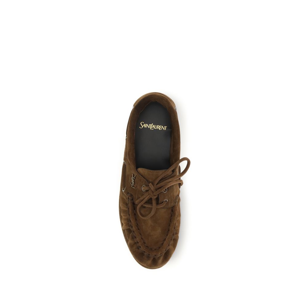 Saint Laurent Brown Suede Leather Slip-On Loafers