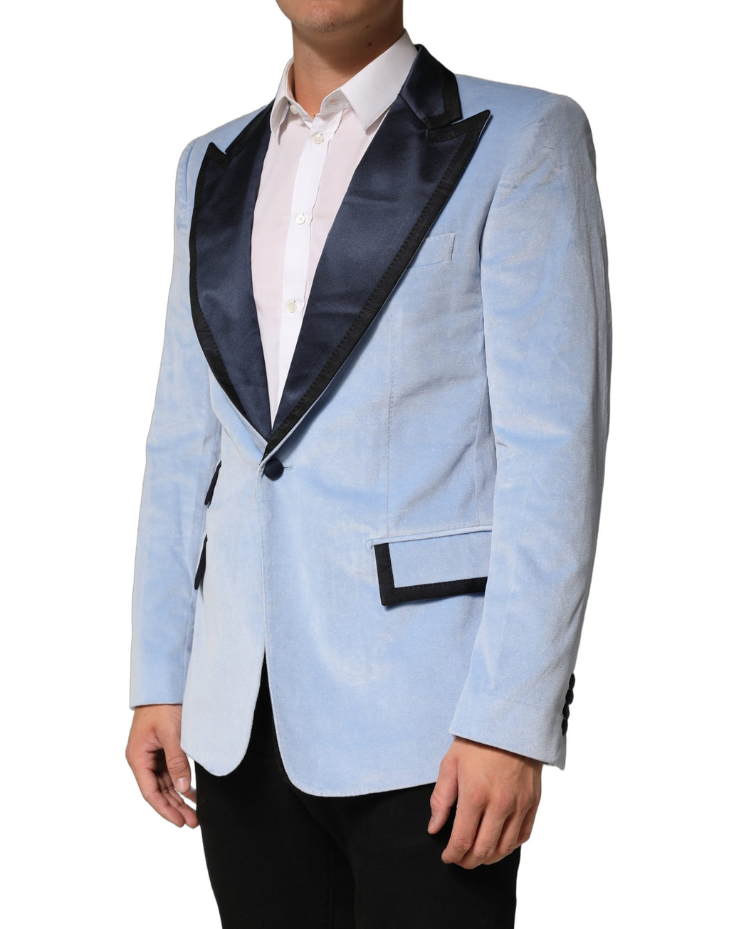 Dolce & Gabbana Blue Cotton Formal Single Breasted Jacket