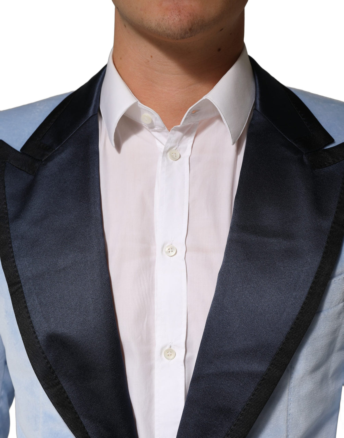 Dolce & Gabbana Blue Cotton Formal Single Breasted Jacket