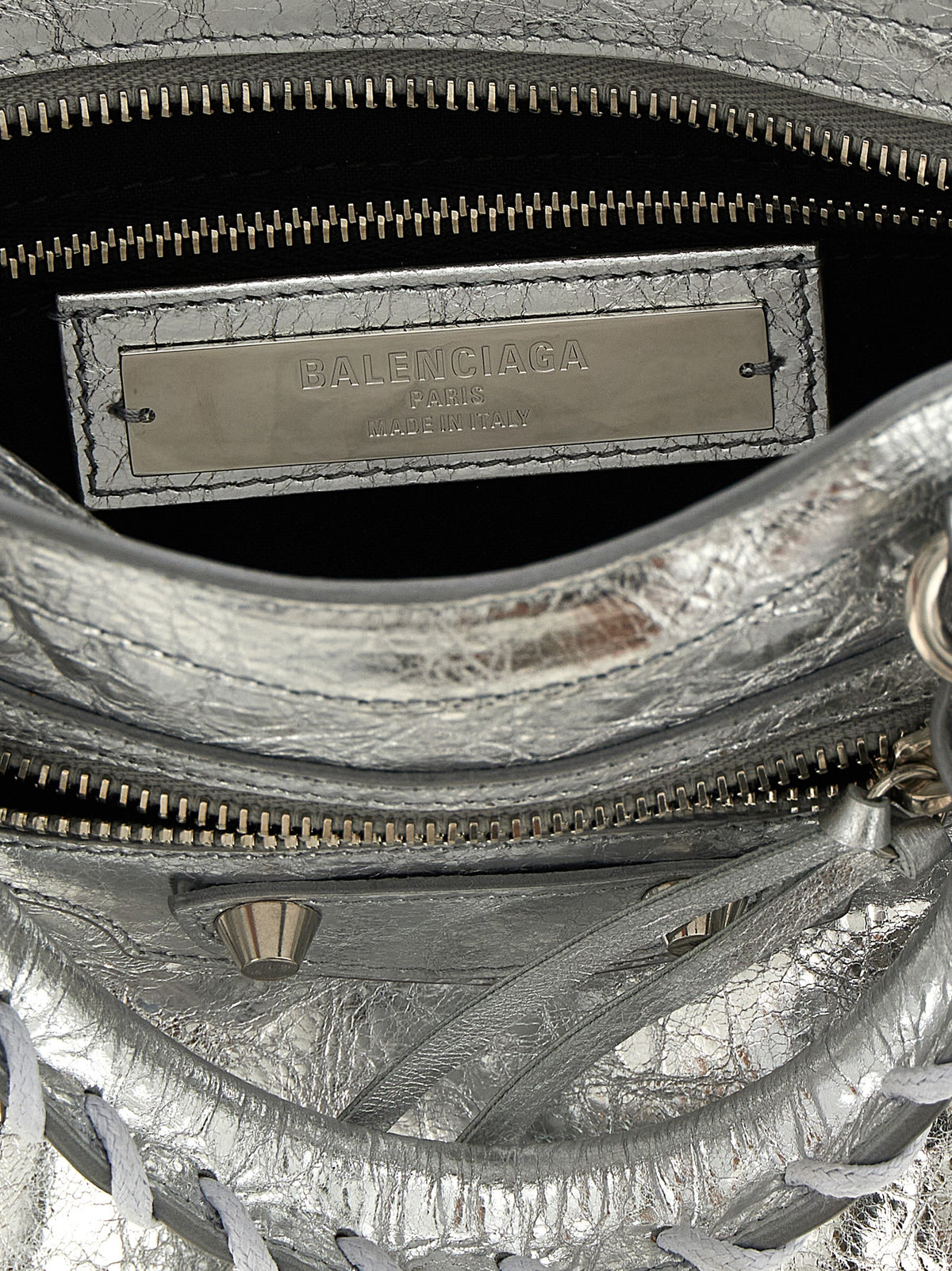 Balenciaga Silver Lamb Leather Handbag