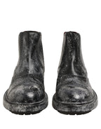 Dolce & Gabbana Black Gray Leather Ankle Chelsea Boots Shoes