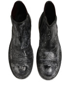 Dolce & Gabbana Black Gray Leather Ankle Chelsea Boots Shoes