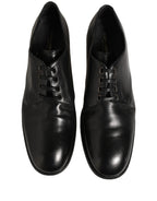 Dolce & Gabbana Black Calfskin Leather Derby Men Dress Shoes