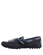 Dolce & Gabbana Navy Blue Suede Leather Tassel Loafers Shoes