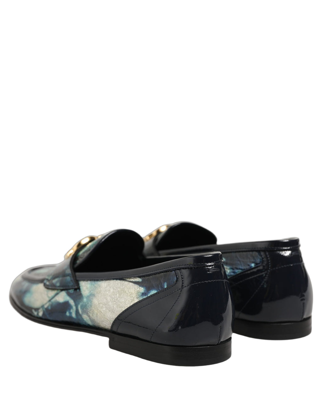 Dolce & Gabbana Metallic Blue Silver Leather DG Loafers Shoes