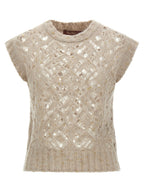 Max Mara Beige Alpaca Leather Sleeveless Jacket