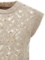 Max Mara Beige Alpaca Leather Sleeveless Jacket