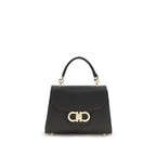 Ferragamo Black Calf Leather Bos Taurus Shoulder Bag