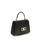 Ferragamo Black Calf Leather Bos Taurus Shoulder Bag