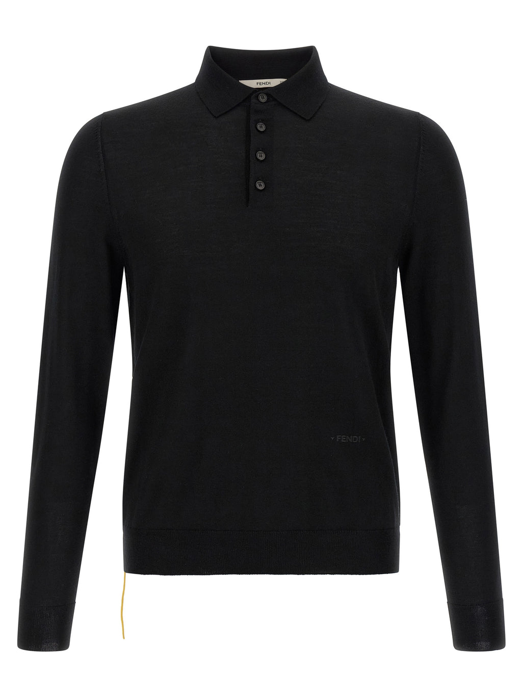 Fendi Black Virgin Wool Polo Shirt