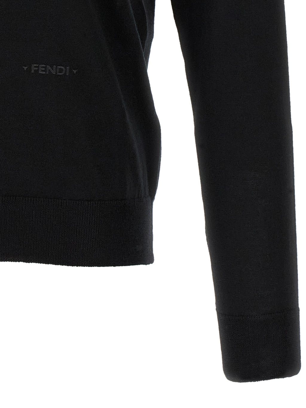 Fendi Black Virgin Wool Polo Shirt