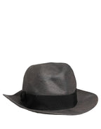 Dolce & Gabbana Men Gray Paper Woven Wide Brim Fedora Hat