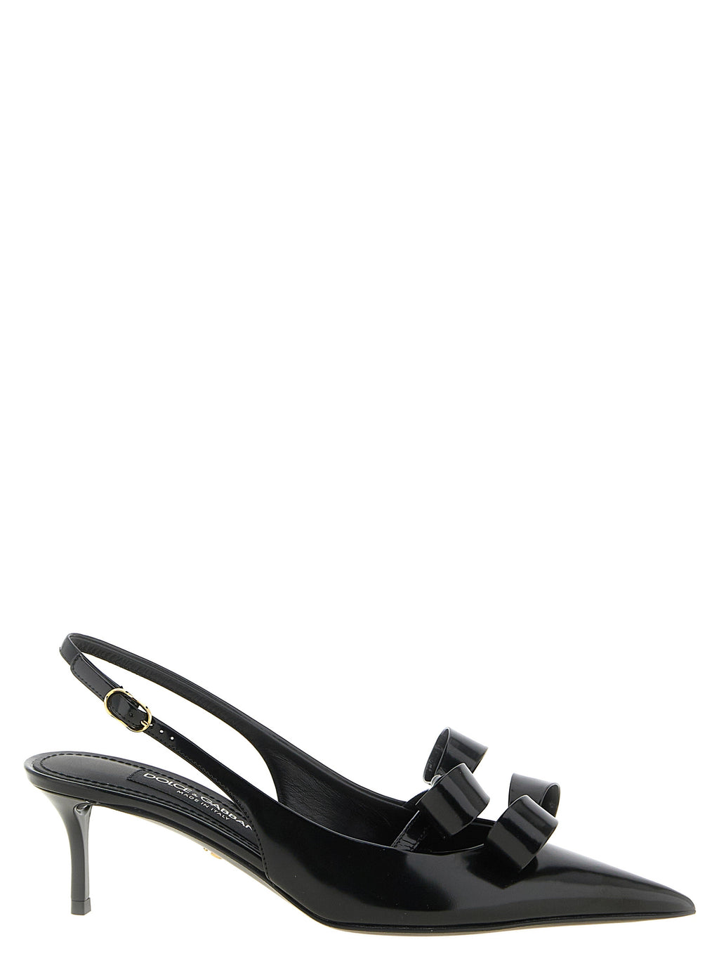 Dolce & Gabbana Black Calfskin Mid Heel Pumps