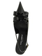 Dolce & Gabbana Black Calfskin Mid Heel Pumps