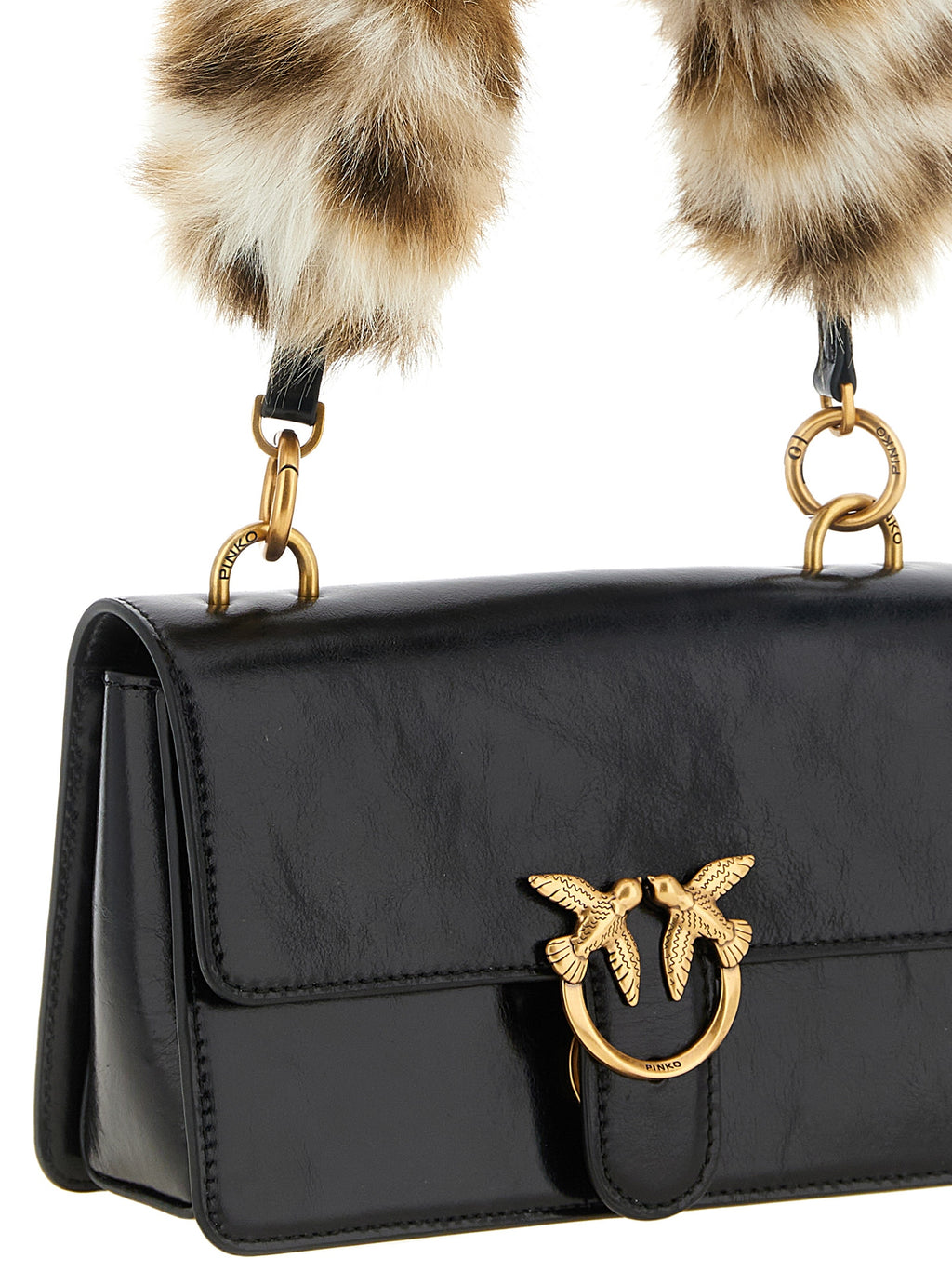 PINKO Black Calfskin Shoulder Bag