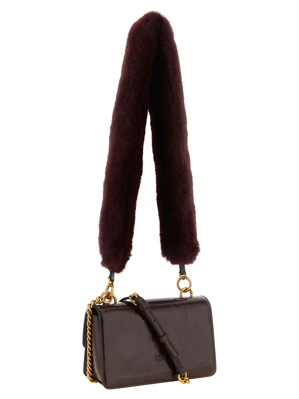 PINKO Bordeaux Calfskin Shoulder Bag