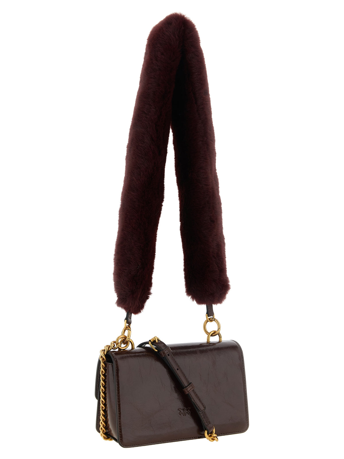 PINKO Bordeaux Calfskin Shoulder Bag