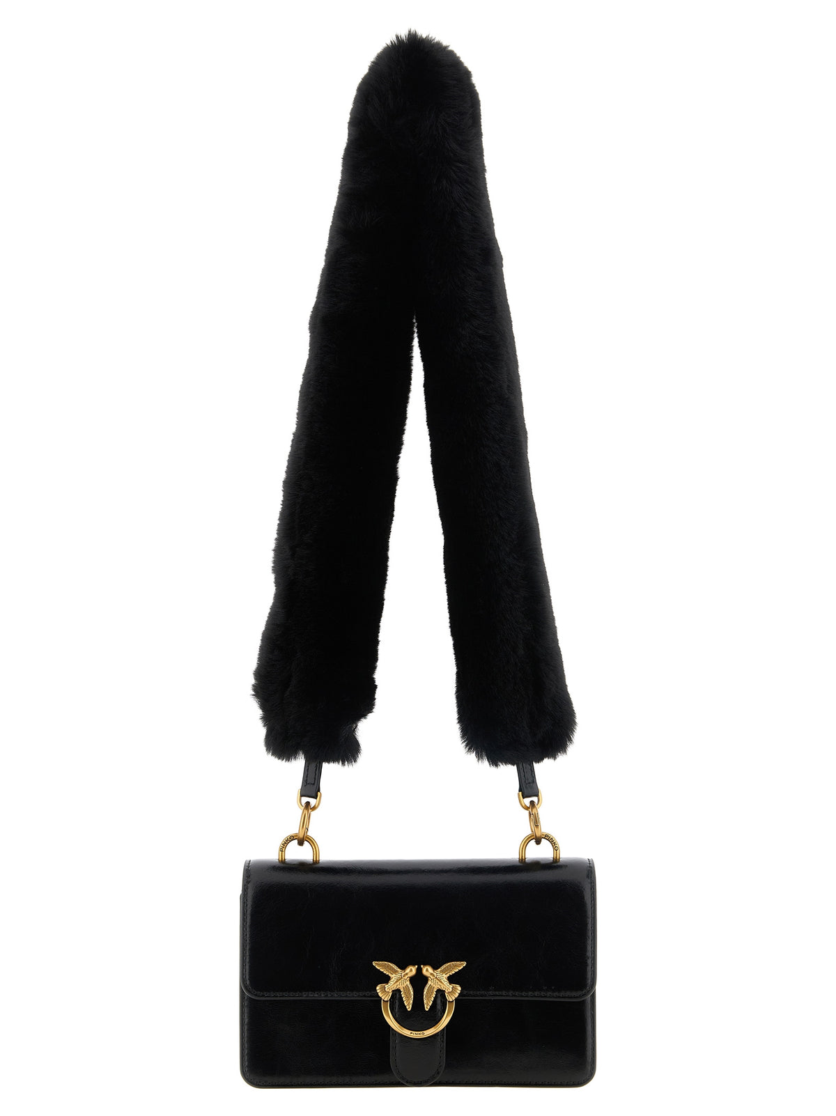PINKO Black Calfskin Shoulder Bag