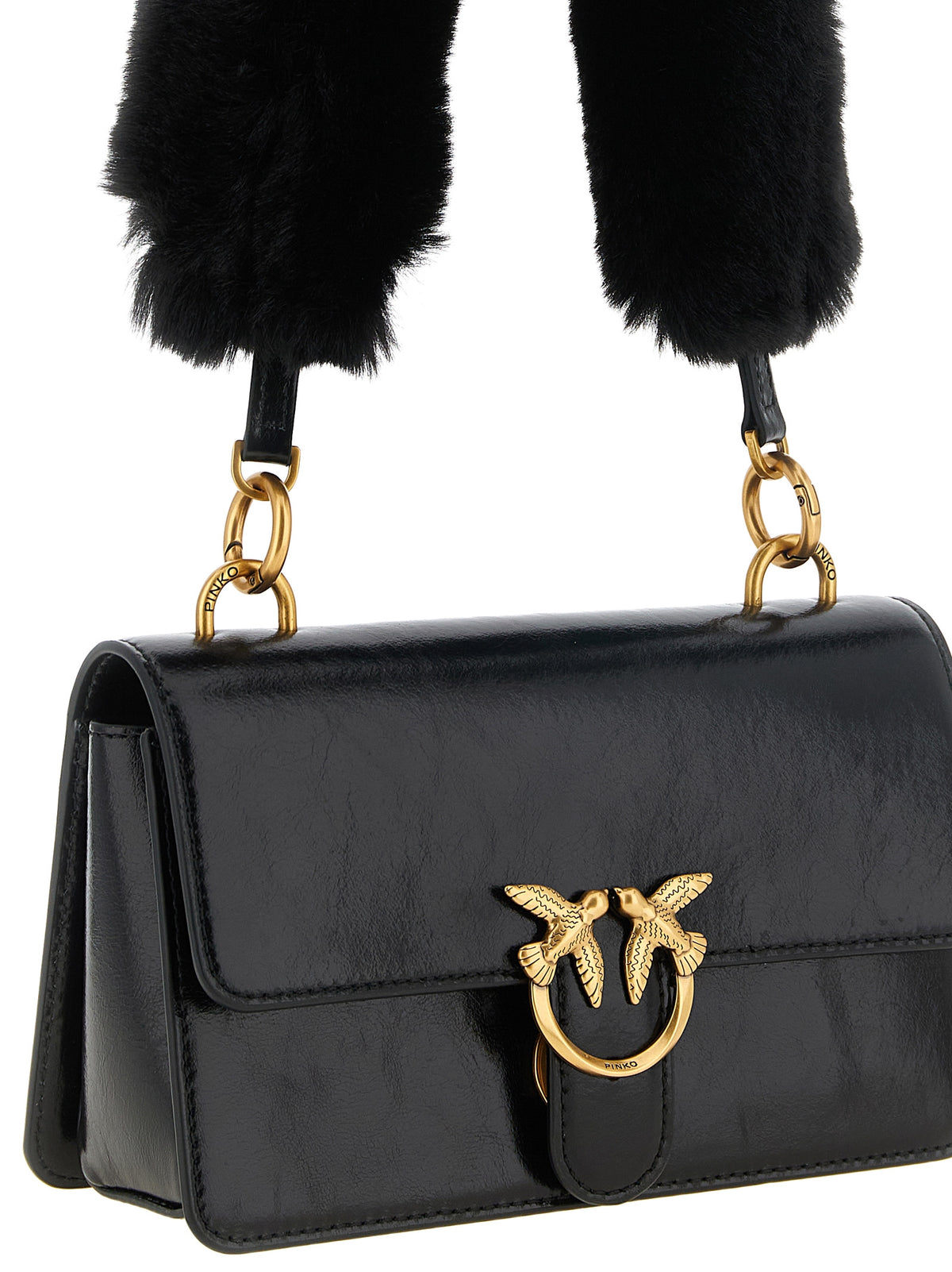 PINKO Black Calfskin Shoulder Bag