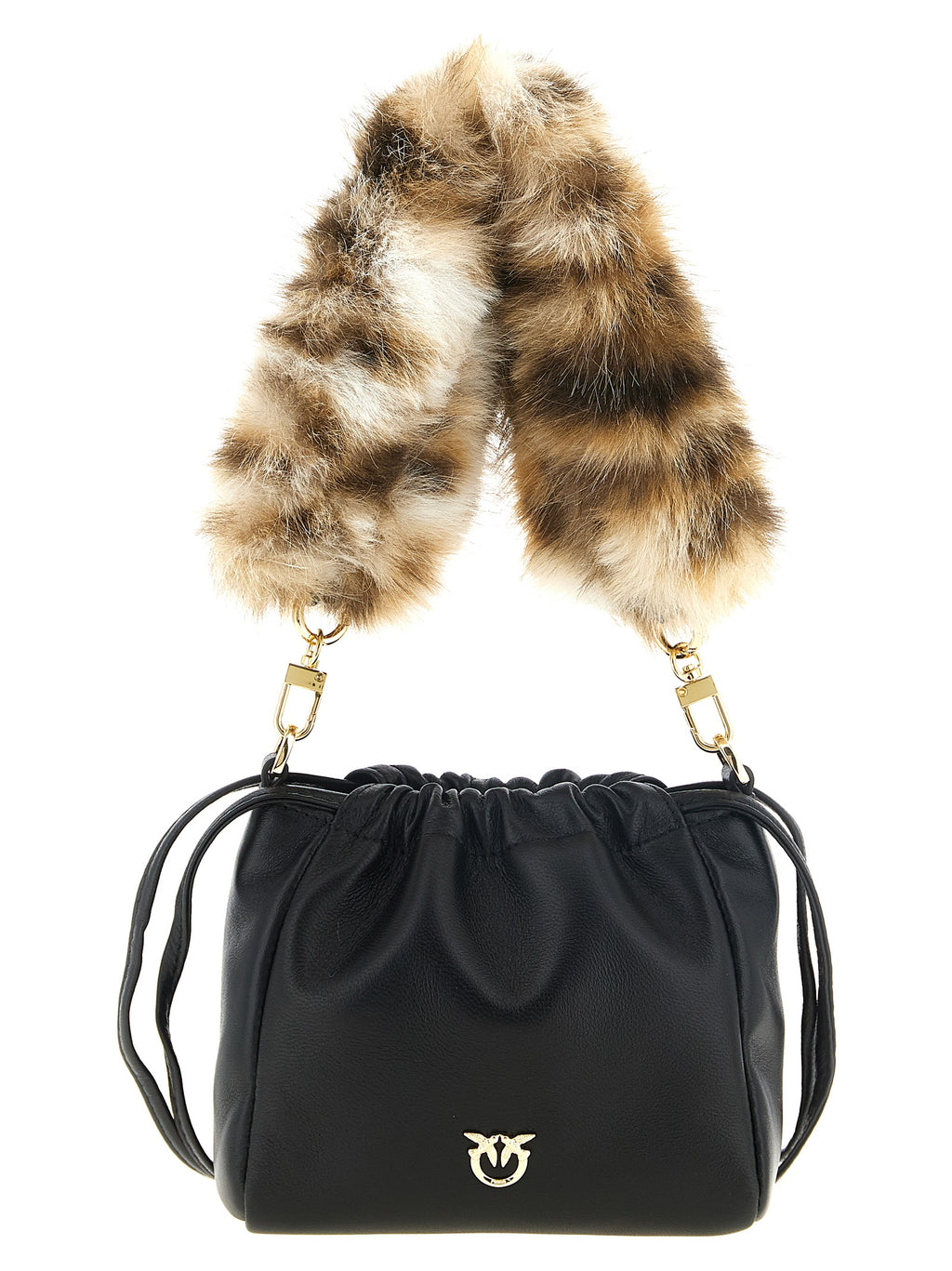 PINKO Black Lambskin Shoulder Bag