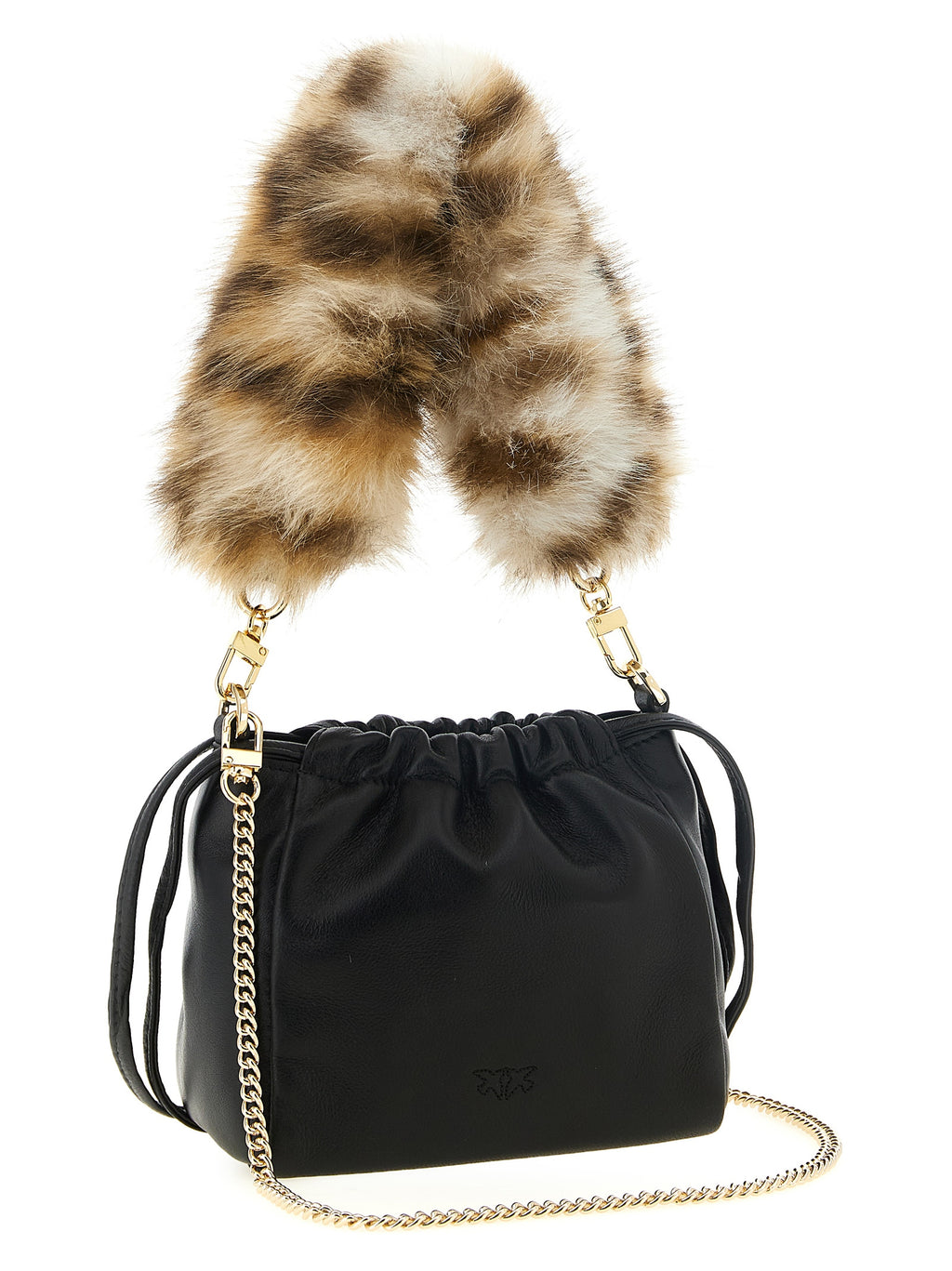 PINKO Black Lambskin Shoulder Bag