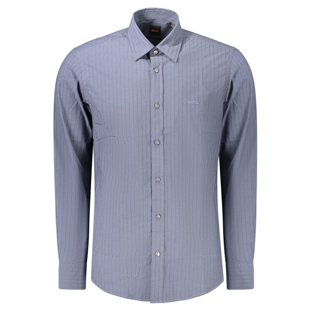 Hugo Boss Blue Cotton Mens Shirt