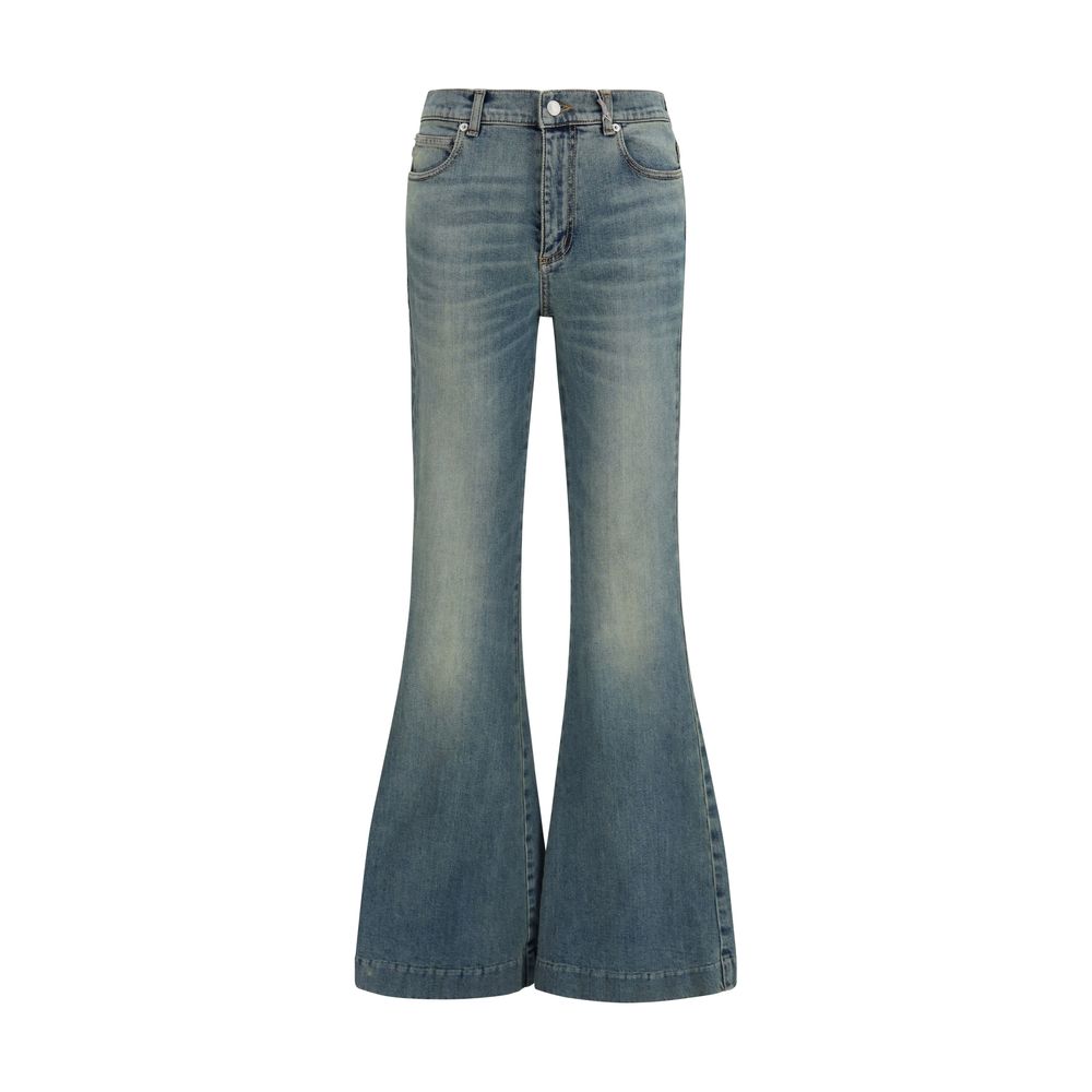 Alexander McQueen Blue Cotton Flared Jeans