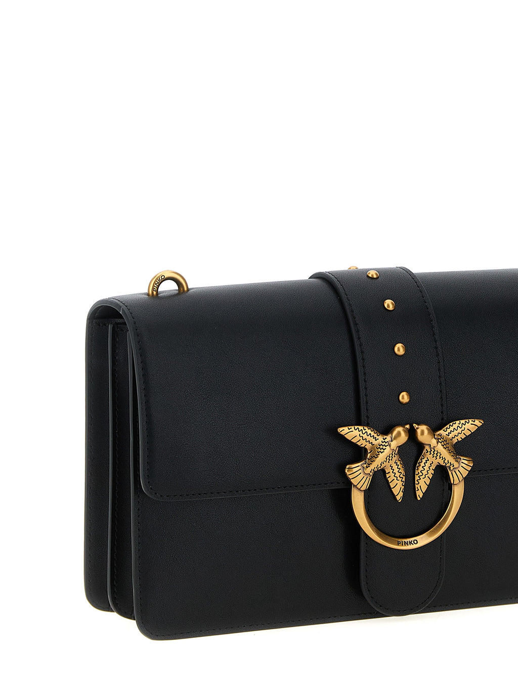 PINKO Black Goatskin Crossbody Bag