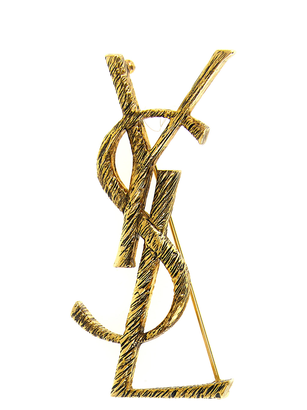 Saint Laurent Gold Brass Broch