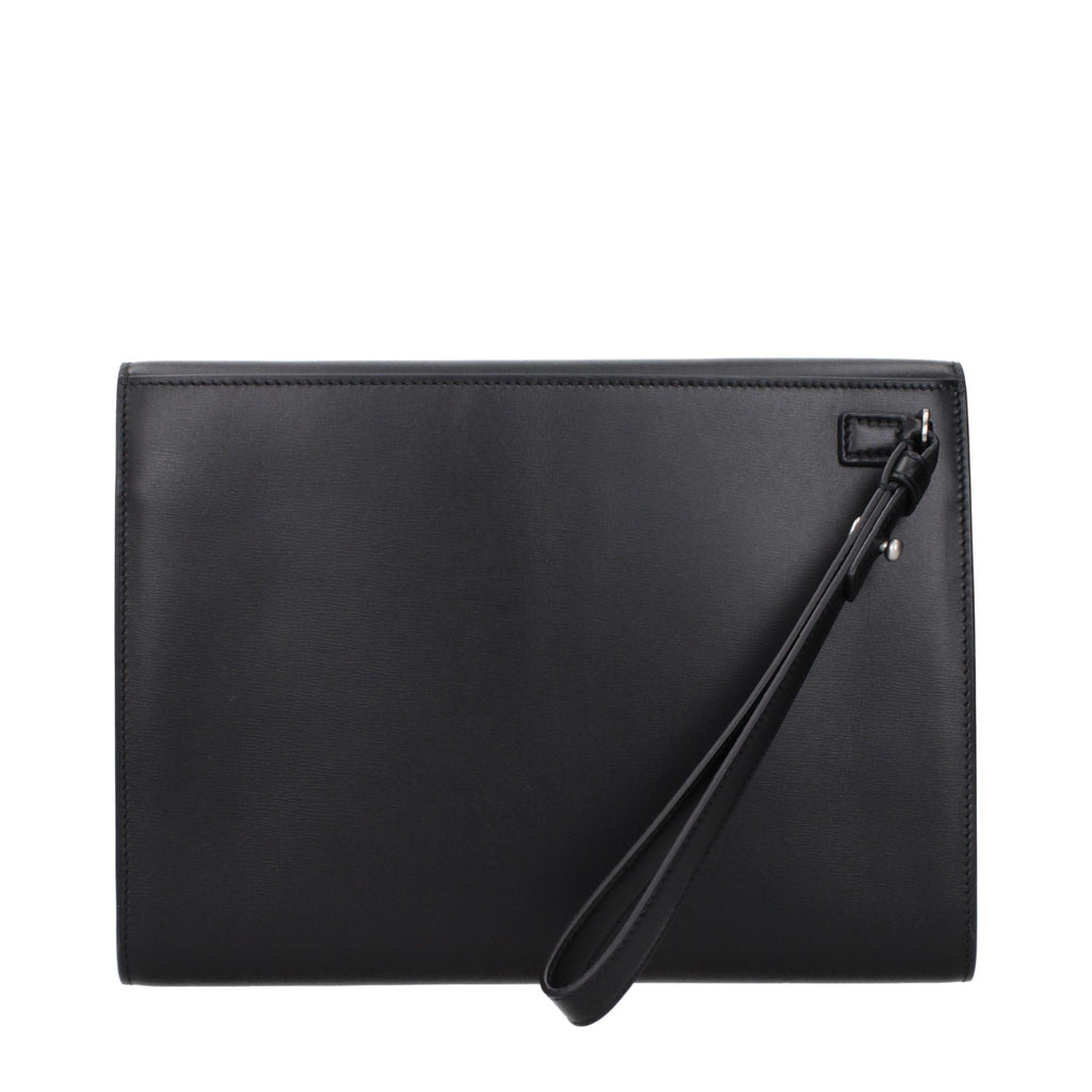 Ferragamo Black Leather Clutch Bag