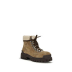 Balenciaga Beige Suede Leather Lace-Up Boots