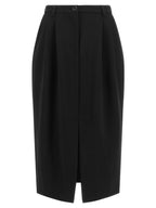 Dolce & Gabbana Black Virgin Wool Midi Skirt