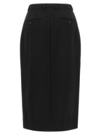 Dolce & Gabbana Black Virgin Wool Midi Skirt