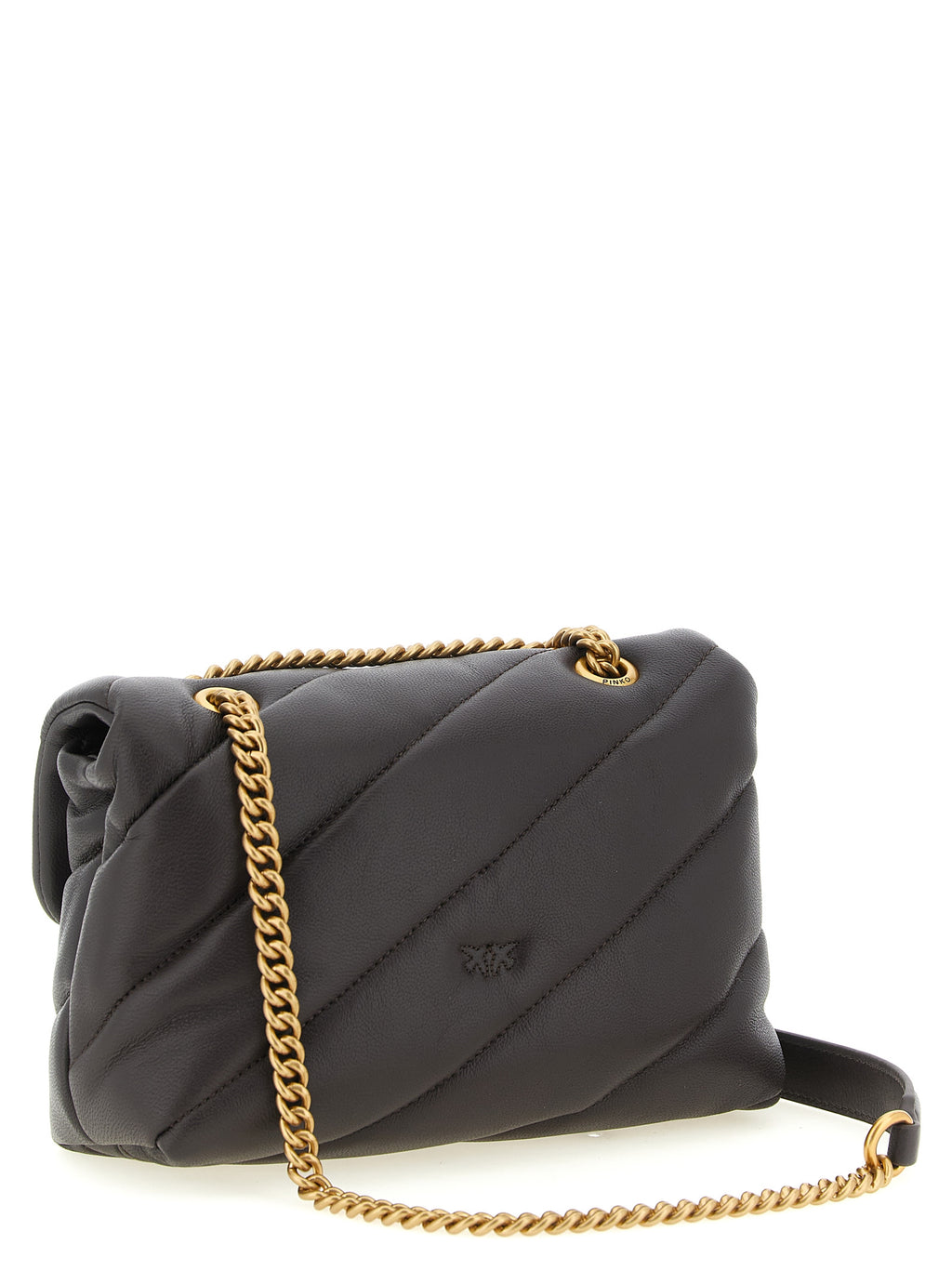 PINKO Black Lamb Leather Crossbody Bag