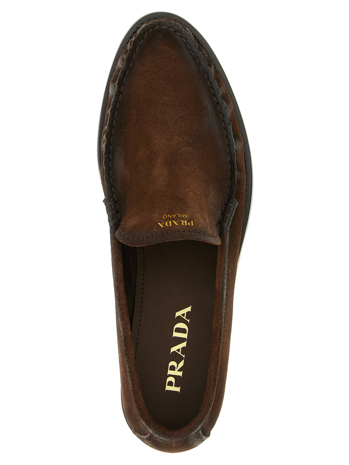 Prada Brown Calfskin Slip-On Loafers