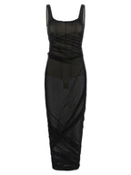 The Attico Black Polyamide Midi Dress