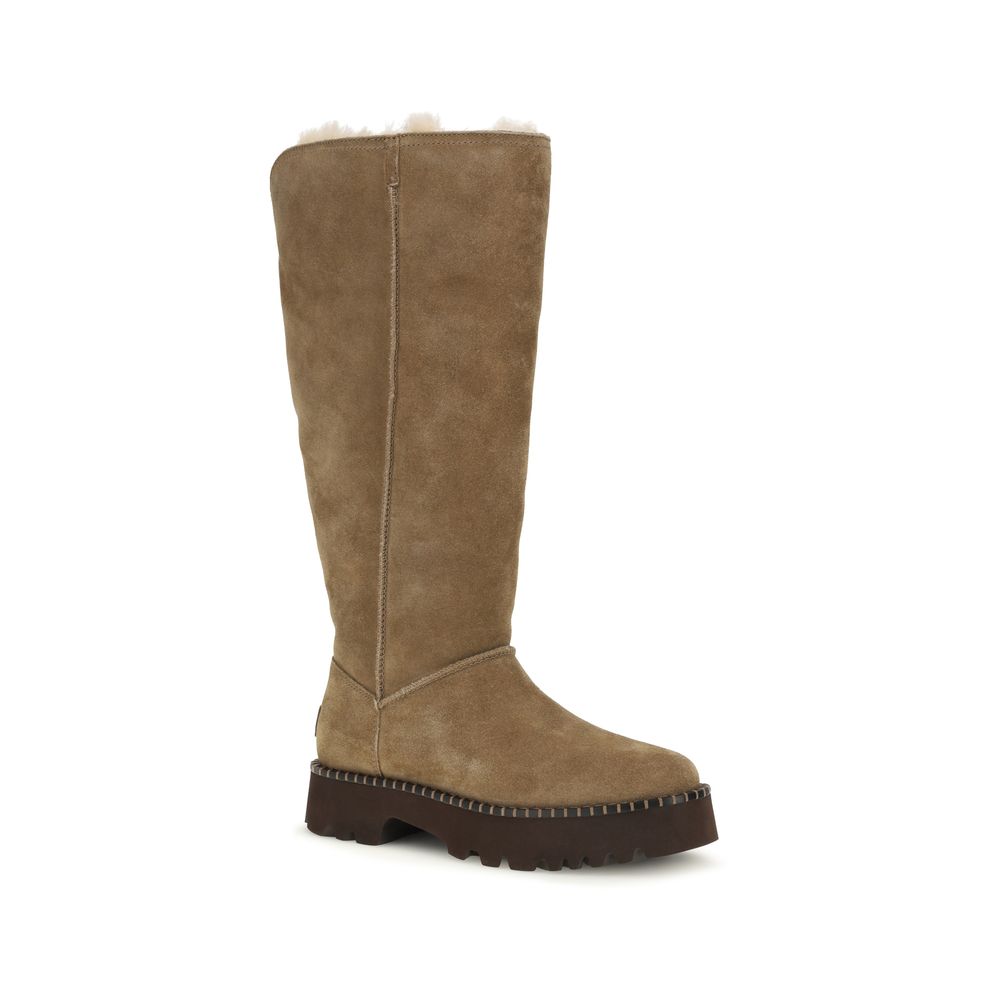 UGG Beige Suede Leather Flat Boots
