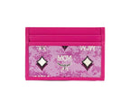 MCM Veritas Vintage Pink Denim Fabric Monogrammed Card Case Wallet