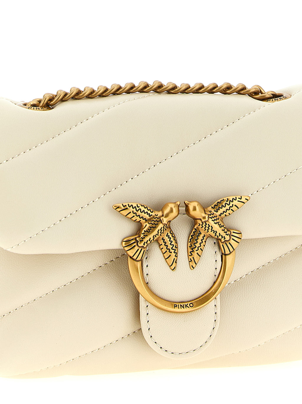 PINKO White Lambskin Crossbody Bag