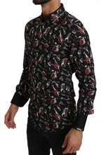 Dolce & Gabbana Black Musical Instrument Slim fit Shirt