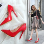 "Professional Women's Patent Leather Pointed High Heels"