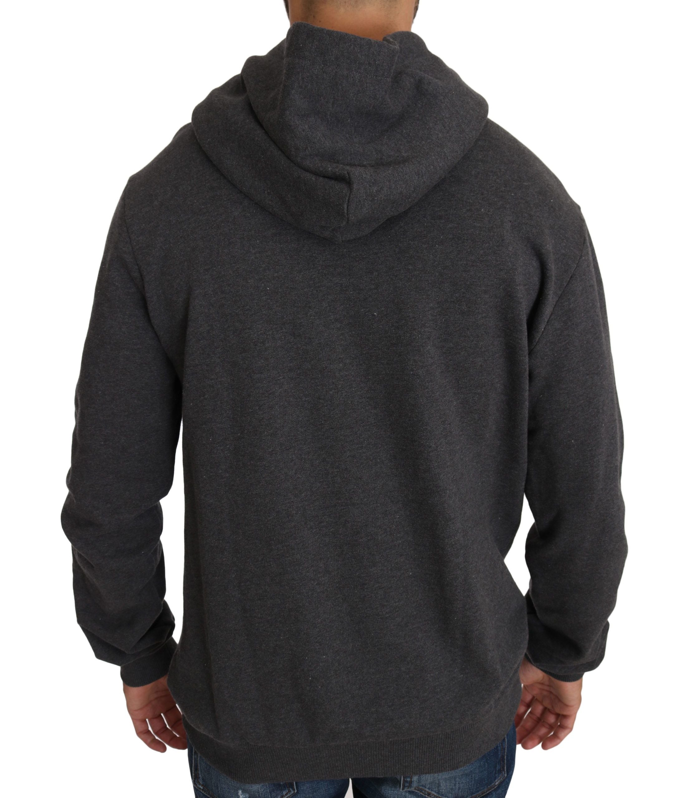 Dolce & Gabbana Gray Hooded Red Crystal Heart Gun Sweater