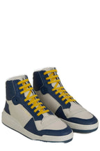 Saint Laurent Blue Calf Leather Mid Top Sneakers